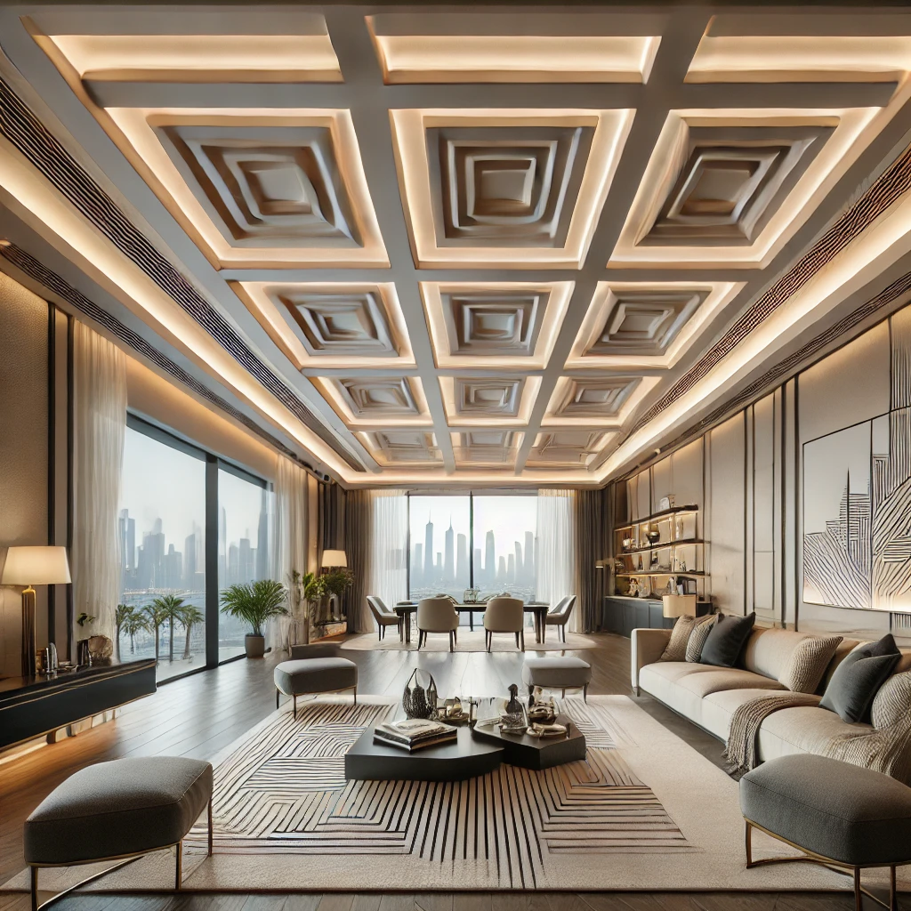 "Explore modern false ceiling designs for living rooms and bedrooms in Dubai. Discover the benefits of false ceilings for improved aesthetics,